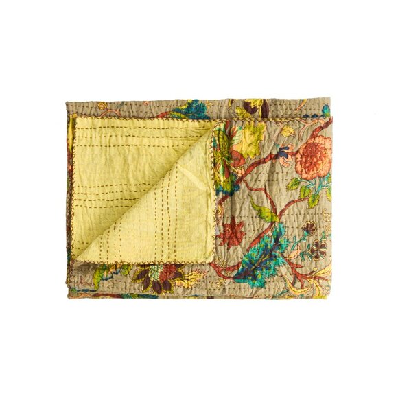 Taj Hotel Home Decor Kantha Cotton Throw | 1-Piece | Multicolor | 50"x70" - Picture 1 of 3